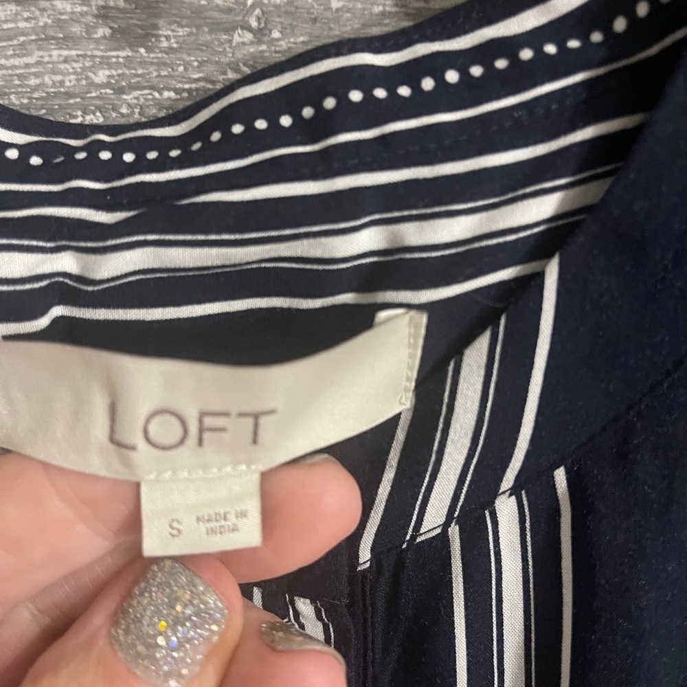 LOFT Navy and White Striped Dress - Picture 4 of 6